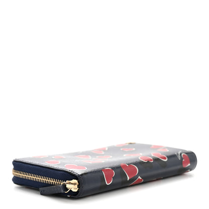 Gucci Calfskin Heartbeat Print Zip Around Wallet Blue 4 of 9