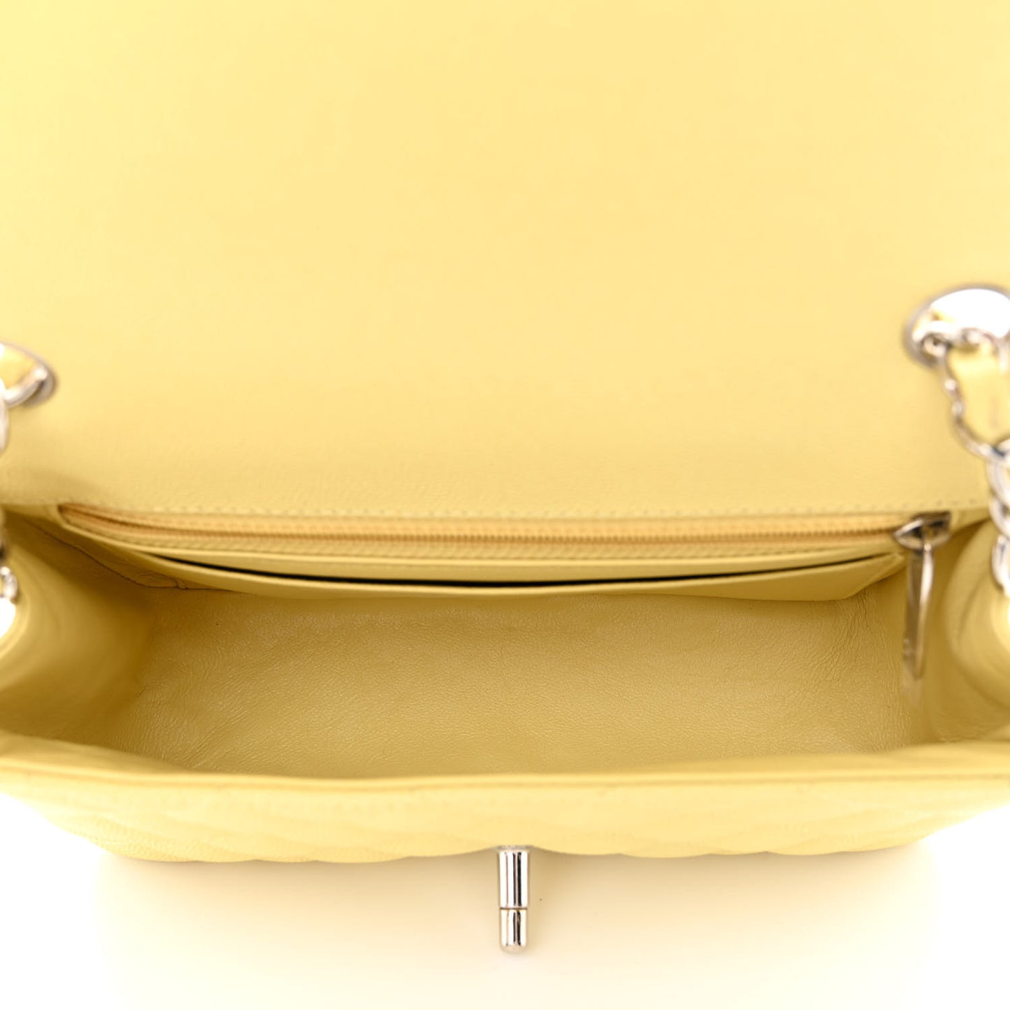 Caviar Quilted Mini Rectangular Flap Light Yellow