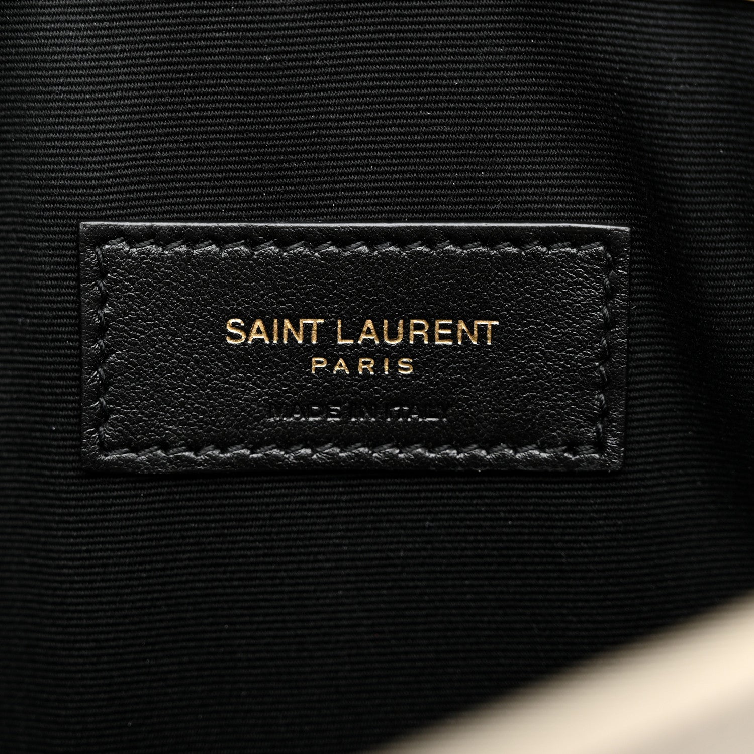 Saint Laurent Calfskin Crocodile Embossed Uptown Monogram Pouch Crema Soft 6 of 8
