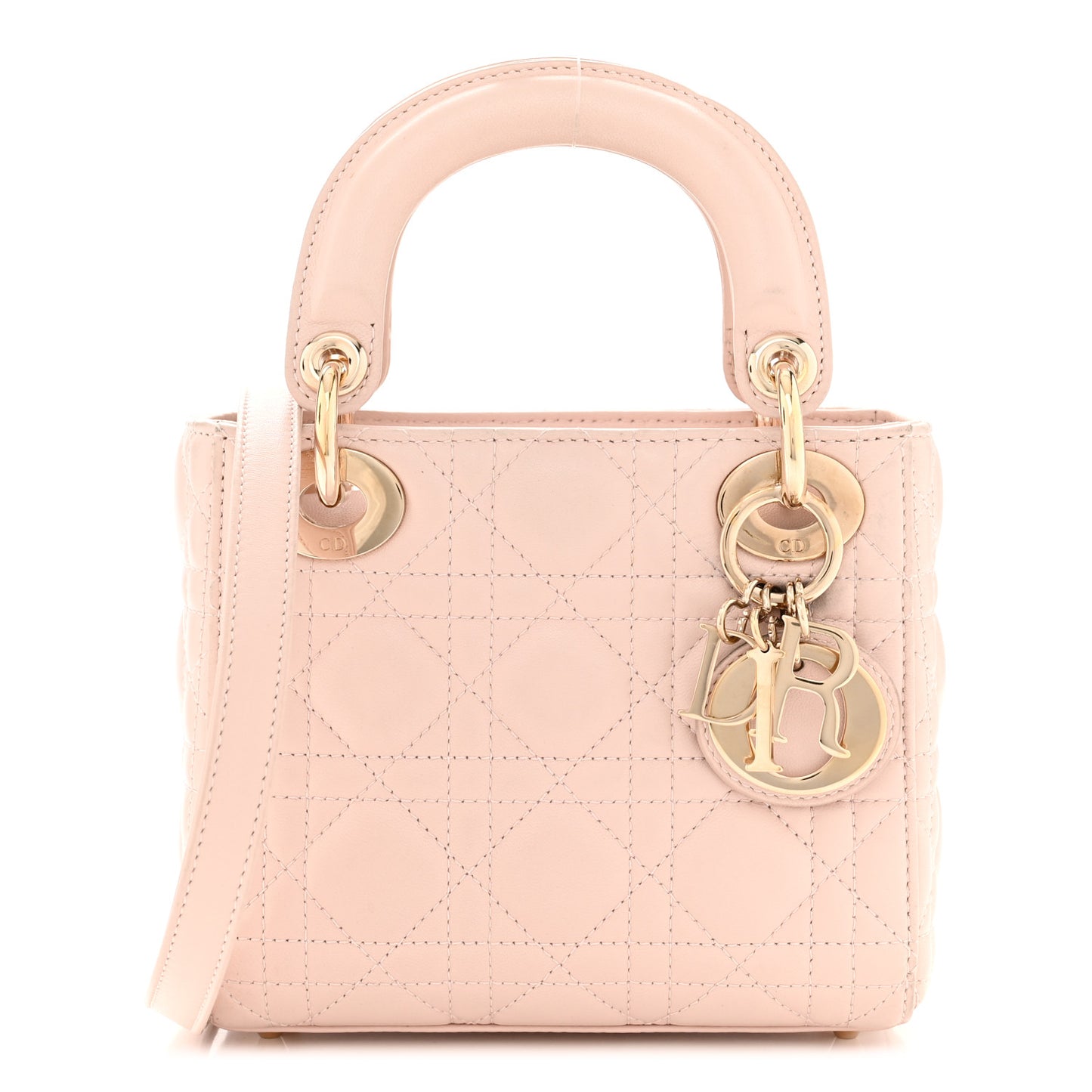 Lambskin Cannage Mini Lady Dior Rose Poudre