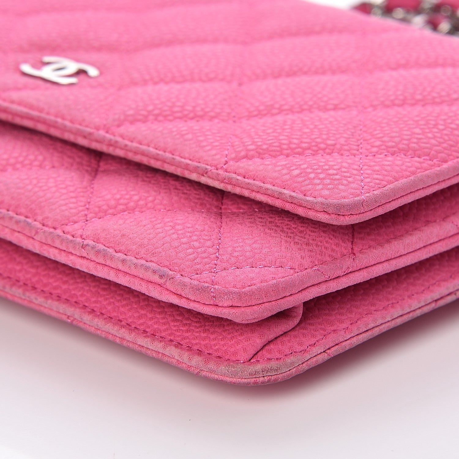Chanel Iridescent Caviar Quilted Wallet on Chain WOC Pink 12 of 14