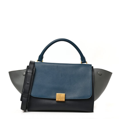 Celine Smooth Calfskin Tri-Color Trapeze Metallic Blue 1 of 9