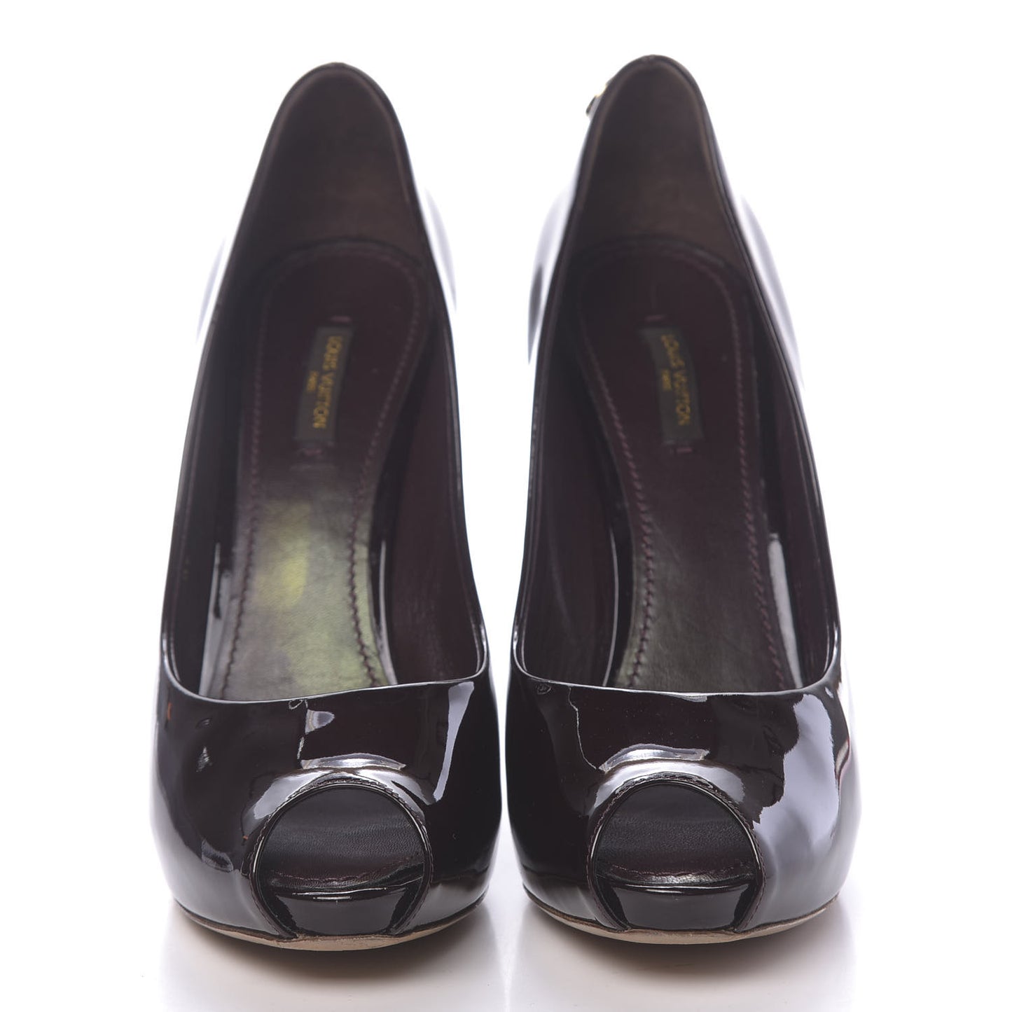 Patent Calfskin Oh Really Peep Toe Pumps 39.5 Amarante