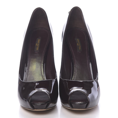 Louis Vuitton Patent Calfskin Oh Really Peep Toe Pumps 39.5 Amarante 2 of 11