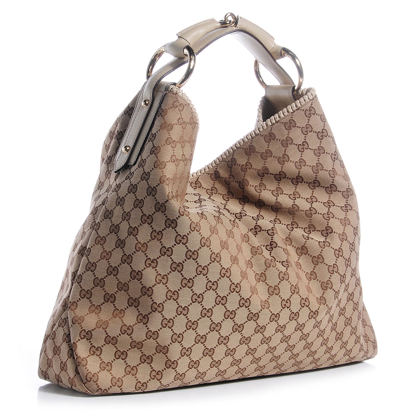 Monogram Large Horsebit Chain Hobo Off White