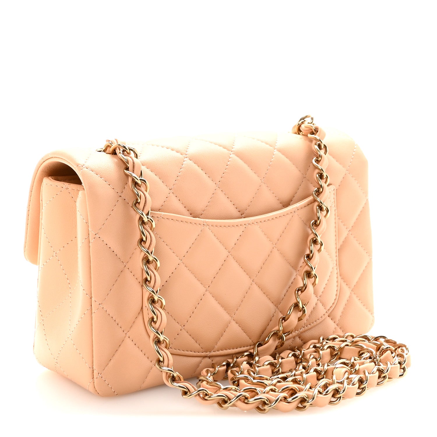 Chanel Lambskin Quilted Mini Rectangular Flap Beige 3 of 11