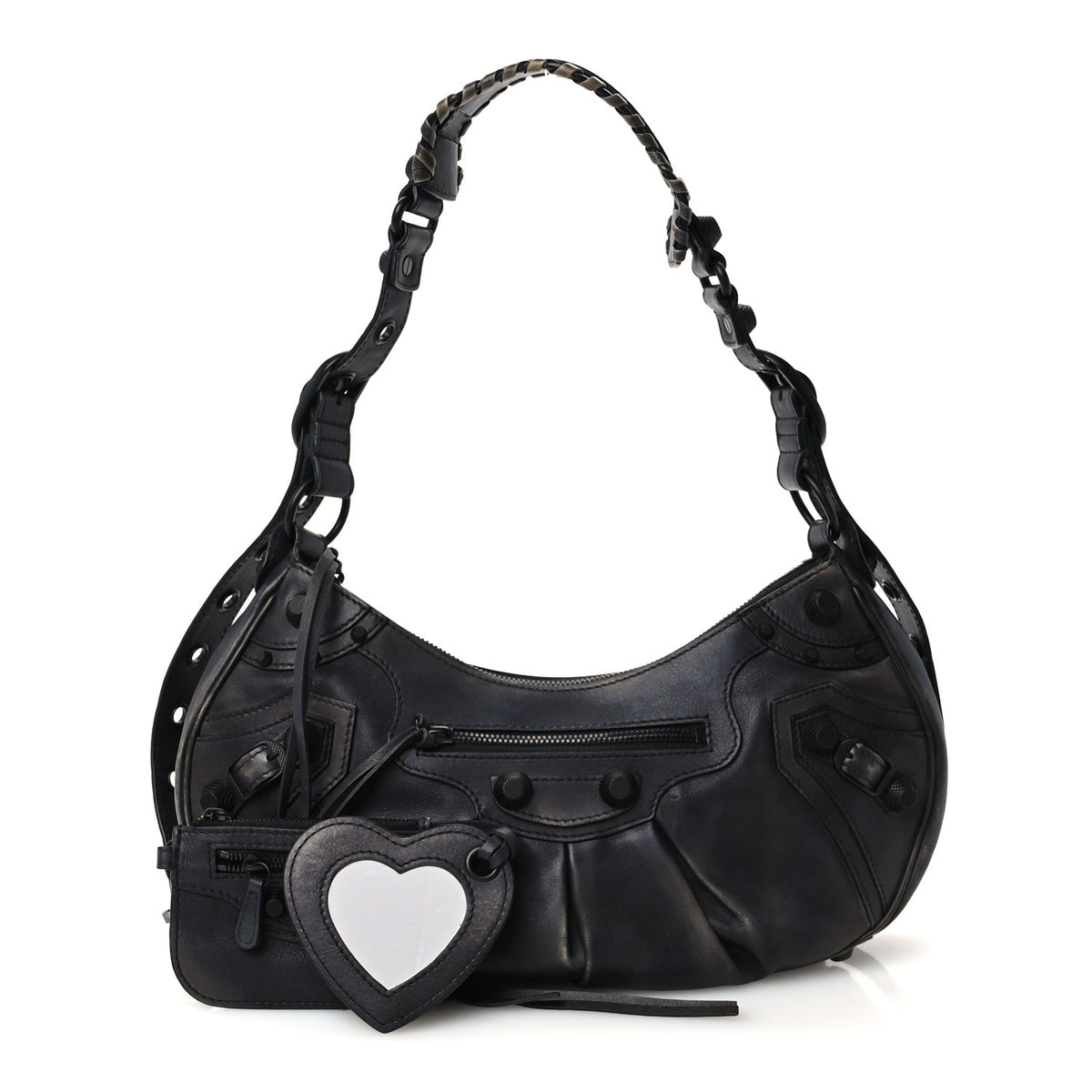 Used Calfskin Small Le Cagole Shoulder Bag Black