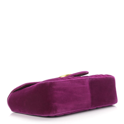 Gucci Velvet Matelasse Small GG Marmont Shoulder Bag Fuchsia Violet Cyclamen 4 of 14