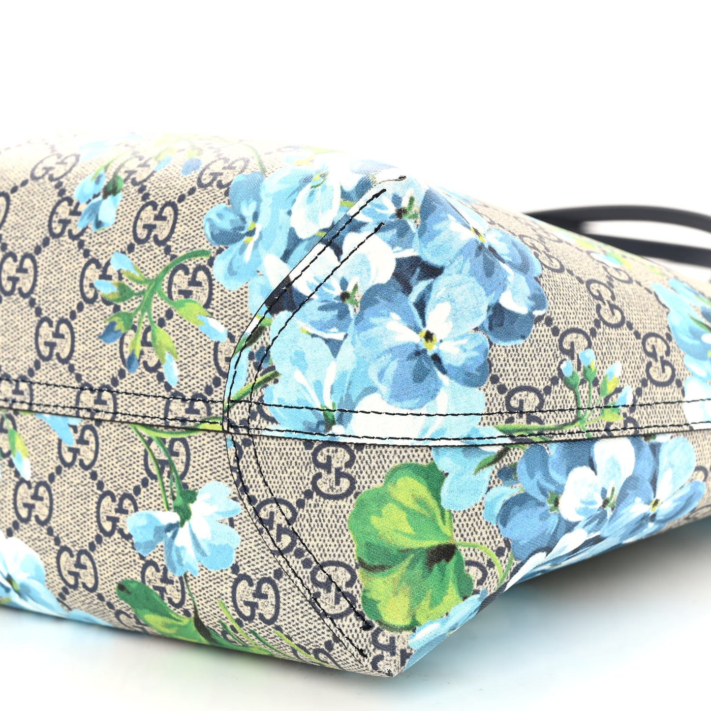 GG Supreme Monogram Blooms Medium Reversible Tote Beige Blue Navy
