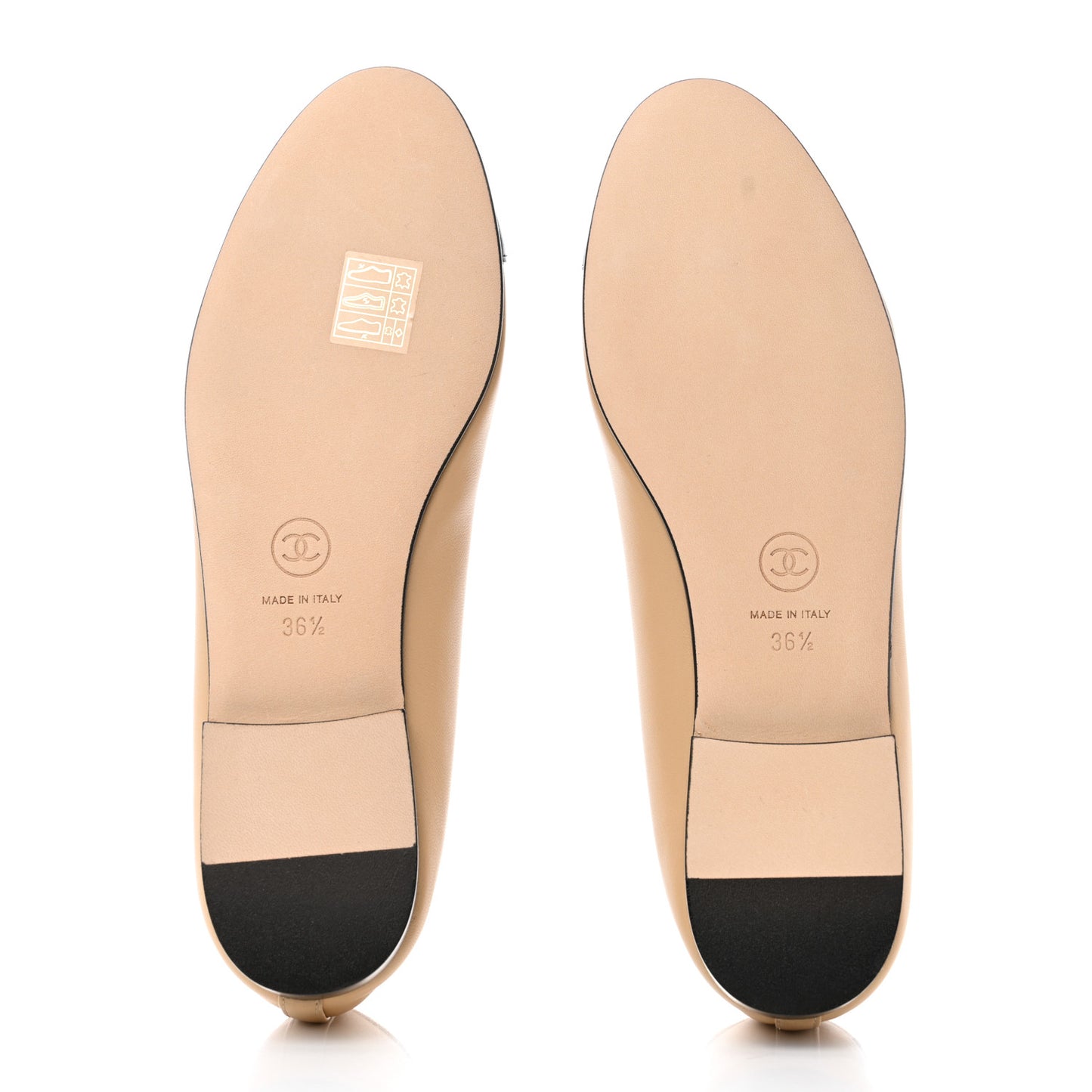 Lambskin Cap Toe CC Ballerina Flats 36.5 Beige Black