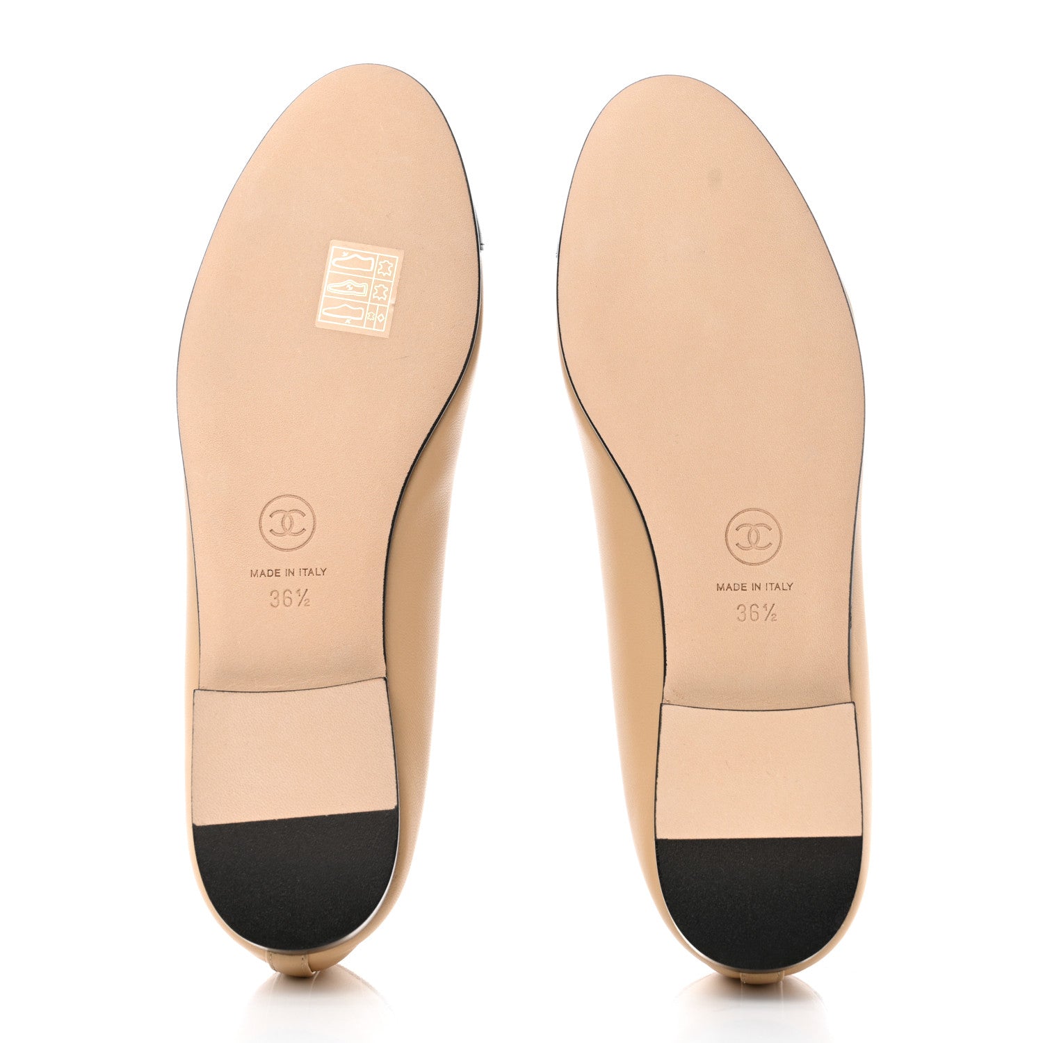 Chanel Lambskin Cap Toe CC Ballerina Flats 36.5 Beige Black 5 of 9
