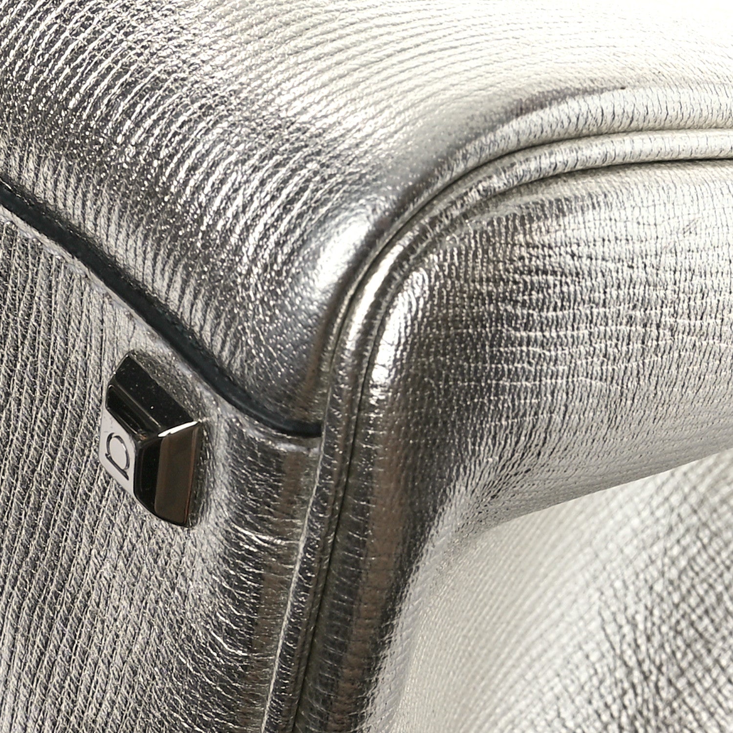 Salvatore Ferragamo Metallic Hammered Calfskin Studio Top Handle Bag Silver 11 of 12