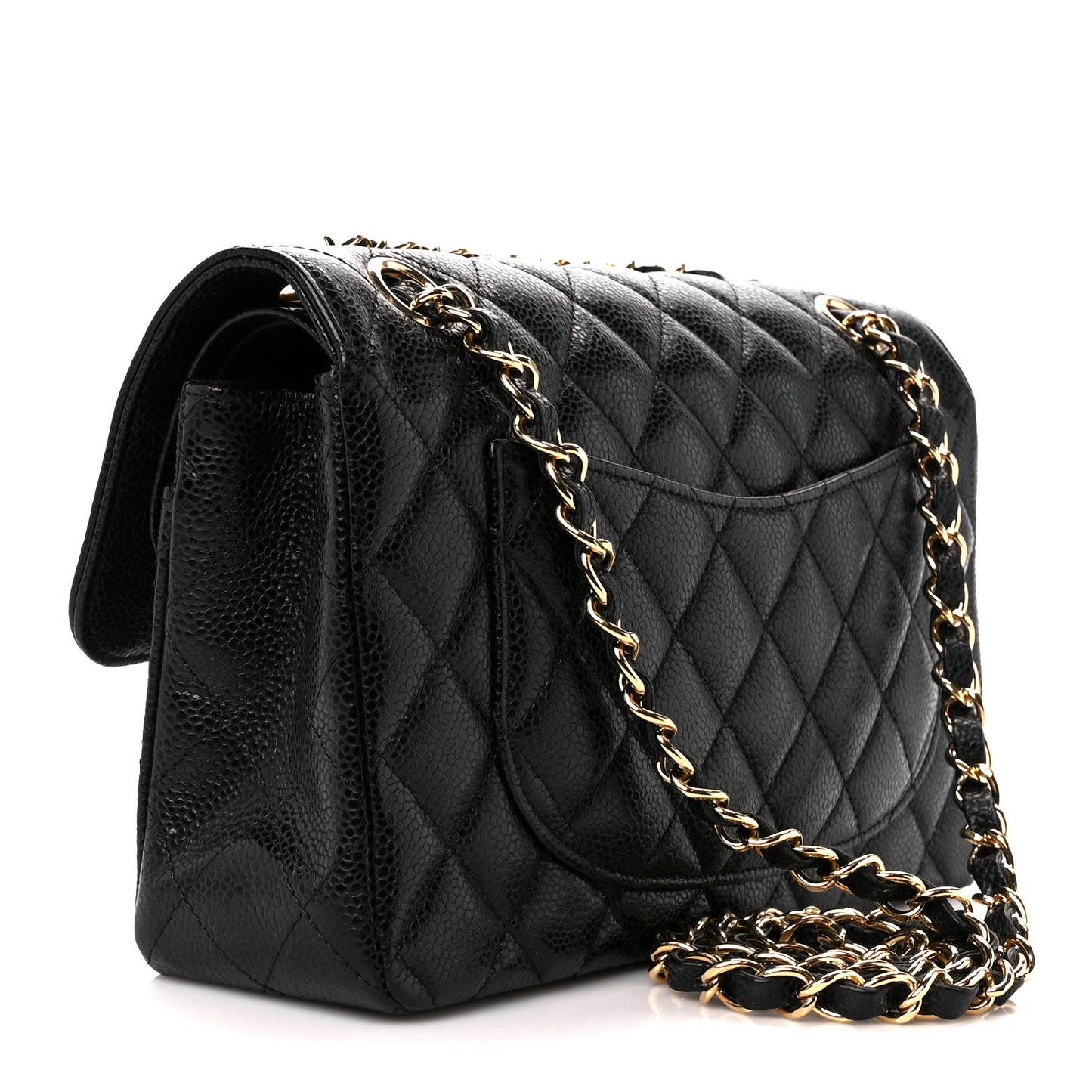Caviar Quilted Small Double Flap Black