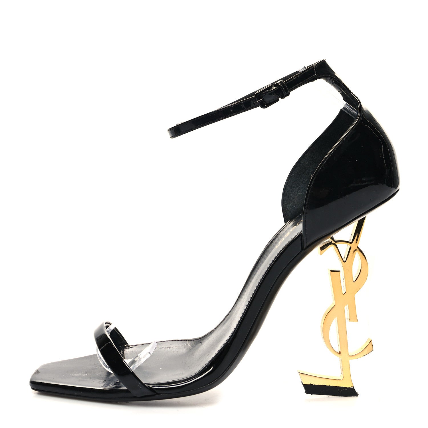 Saint Laurent Patent Calfskin Opyum 110 Sandals 39 Black Gold 1 of 9