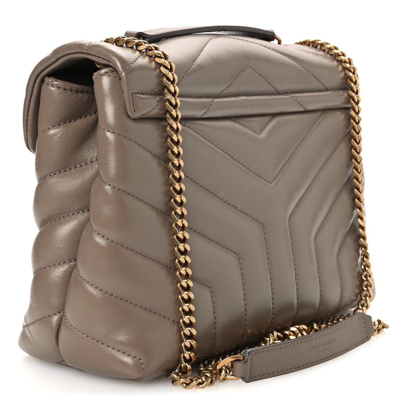 Calfskin Y Quilted Monogram Small Loulou Chain Satchel Dark Beige