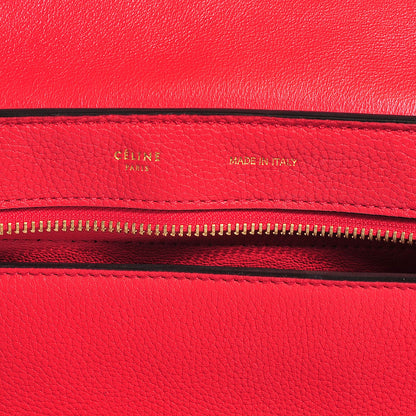 Celine Drummed Calfskin Suede Medium Trapeze Coquelicot 6 of 8