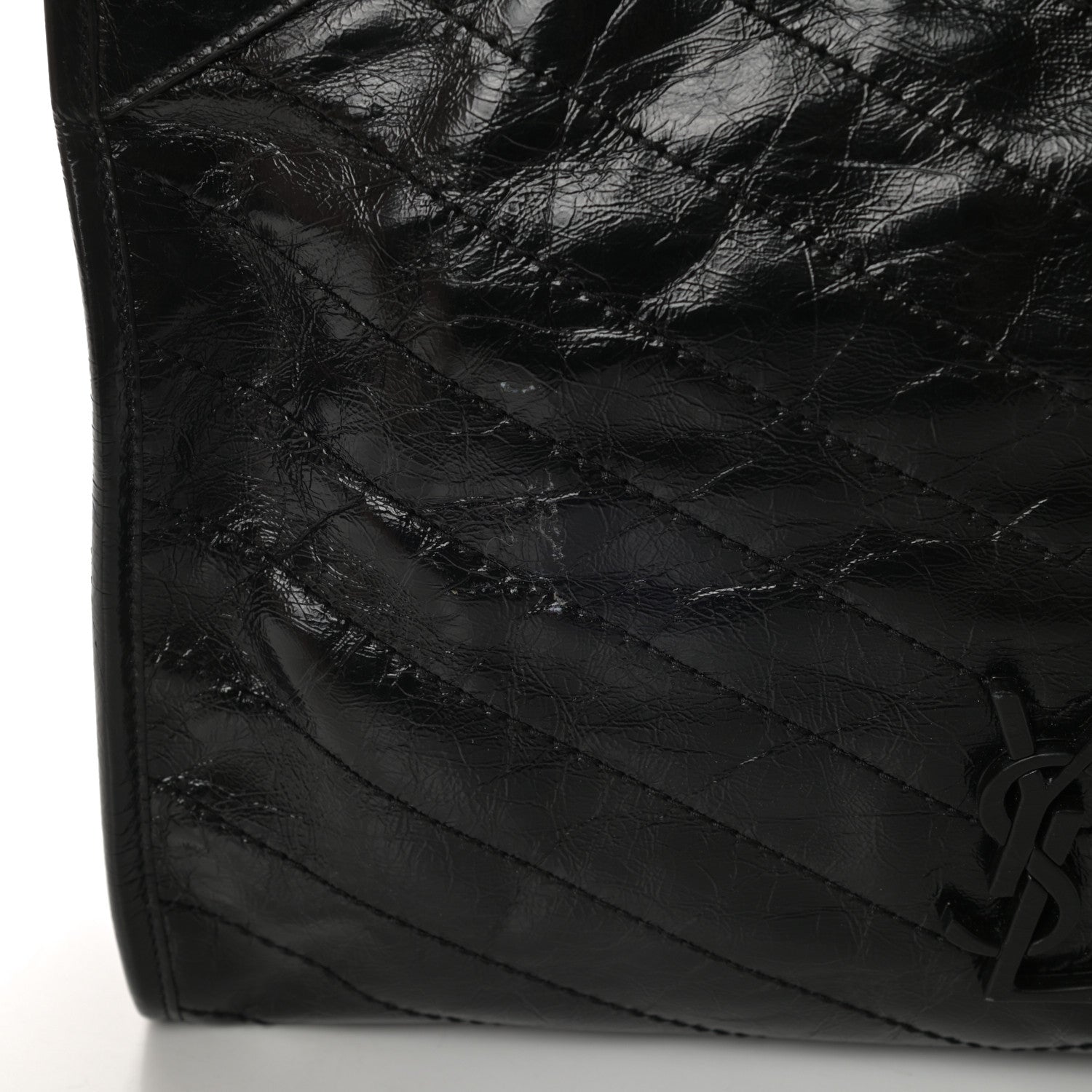 Saint Laurent Crinkled Calfskin Matelasse Monogram Medium Niki Shopper Tote Black 11 of 11