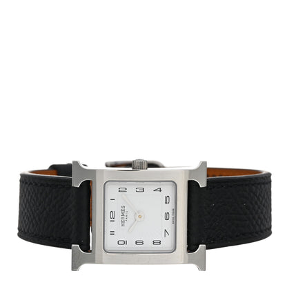 Hermes Stainless Steel Epsom 21mm Heure H Hour Quartz Watch Noir 2 of 5