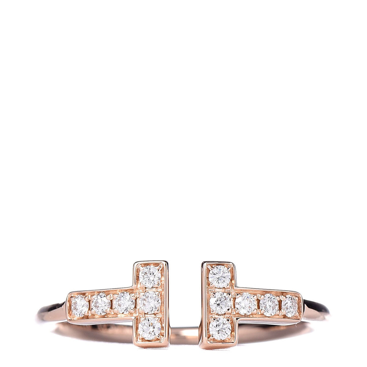 18K Rose Gold Diamond T Wire Ring 50 5.5