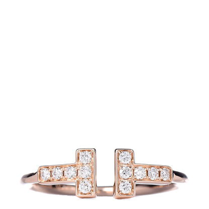 Tiffany 18K Rose Gold Diamond T Wire Ring 50 5.5 1 of 5