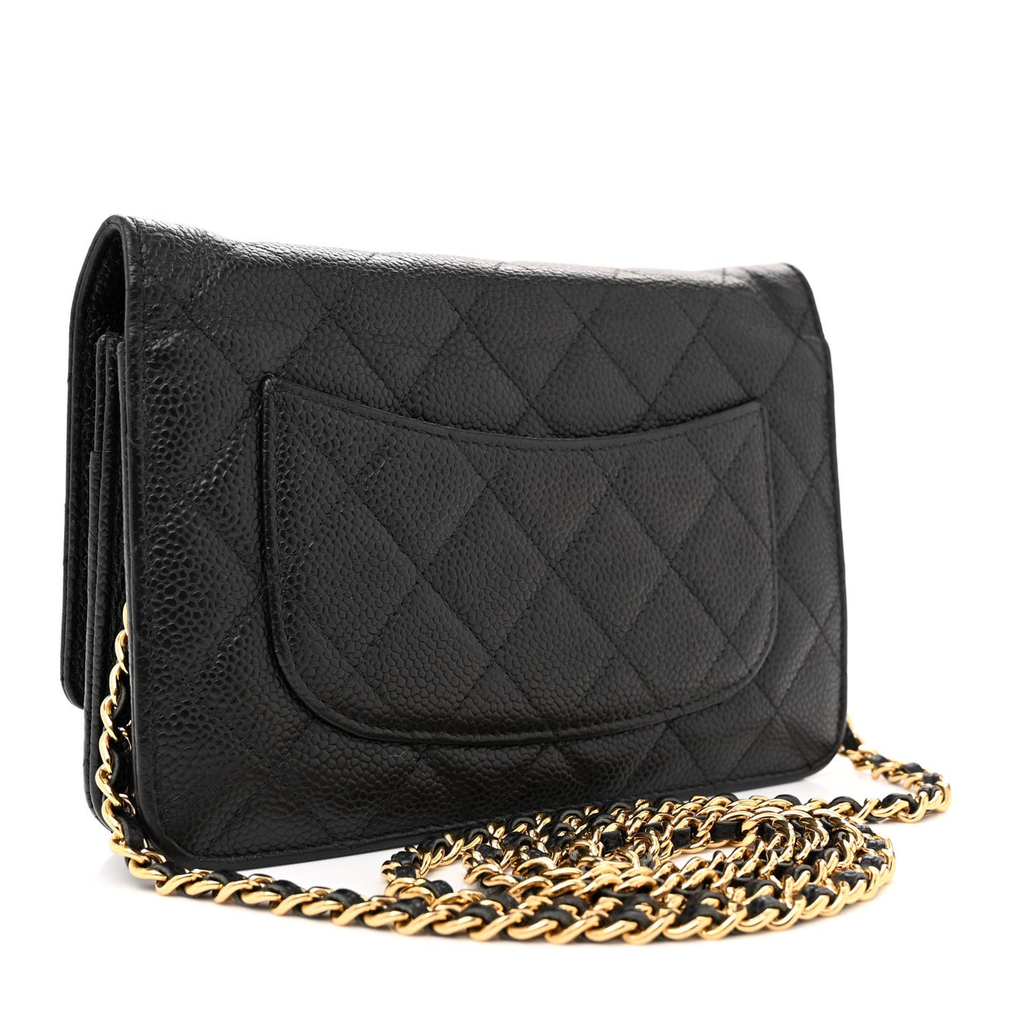 Caviar Quilted Wallet on Chain WOC Black