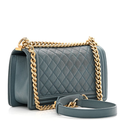 Chanel Caviar Quilted Medium Boy Flap Blue 3 of 17