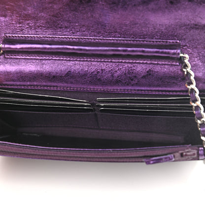 Chanel Metallic Aged Calfskin Quilted 2.55 Reissue Wallet on Chain WOC Purple 4 of 10