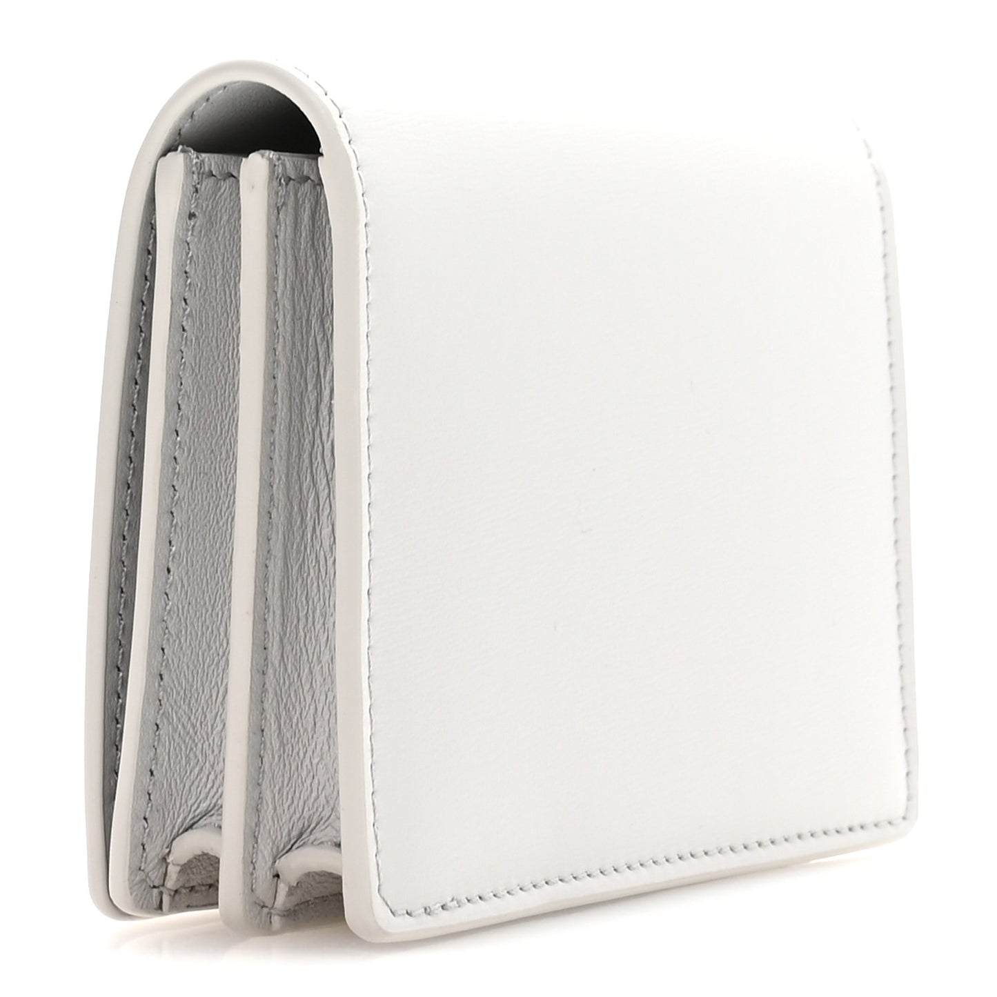Shiny Calfskin Triomphe Business Card Holder Cloudy Grey