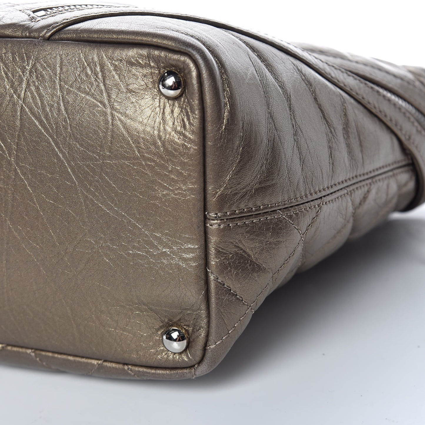 Metallic Aged Calfskin Quilted Medium Cotton Club Tote Bronze