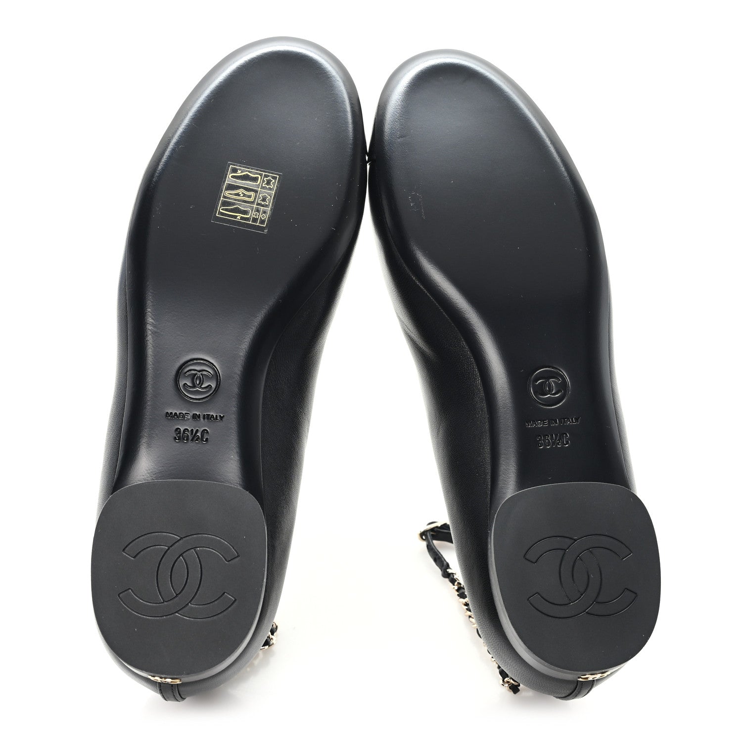 Chanel Lambskin Cap Toe CC Ankle Chain Ballerina Flats 36.5 Black 6 of 9