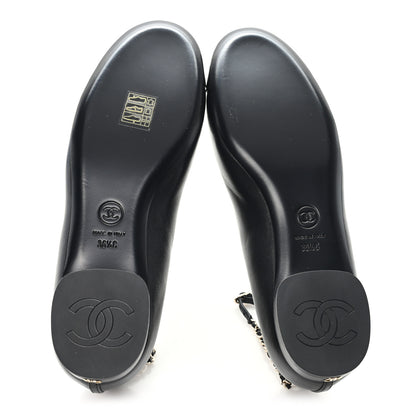 Chanel Lambskin Cap Toe CC Ankle Chain Ballerina Flats 36.5 Black 6 of 9