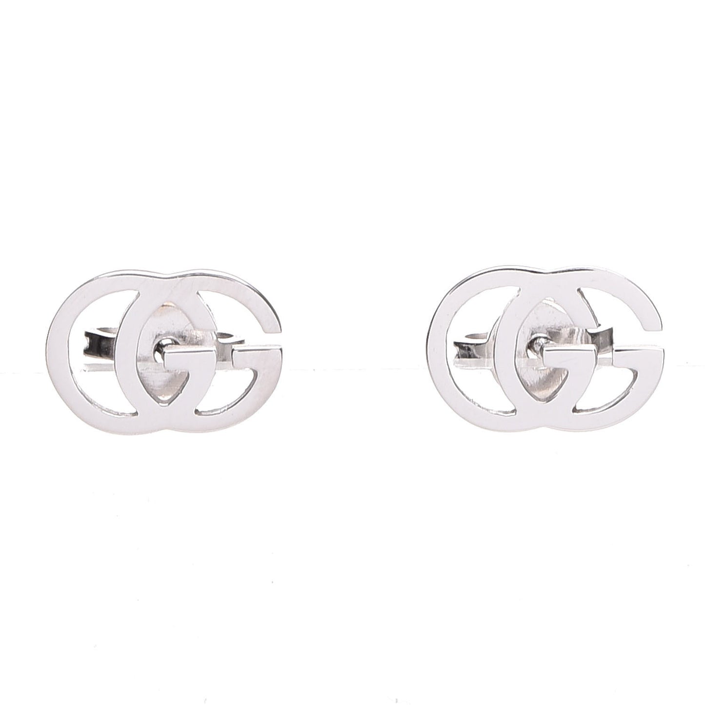 18K White Gold GG Tissue Stud Earrings
