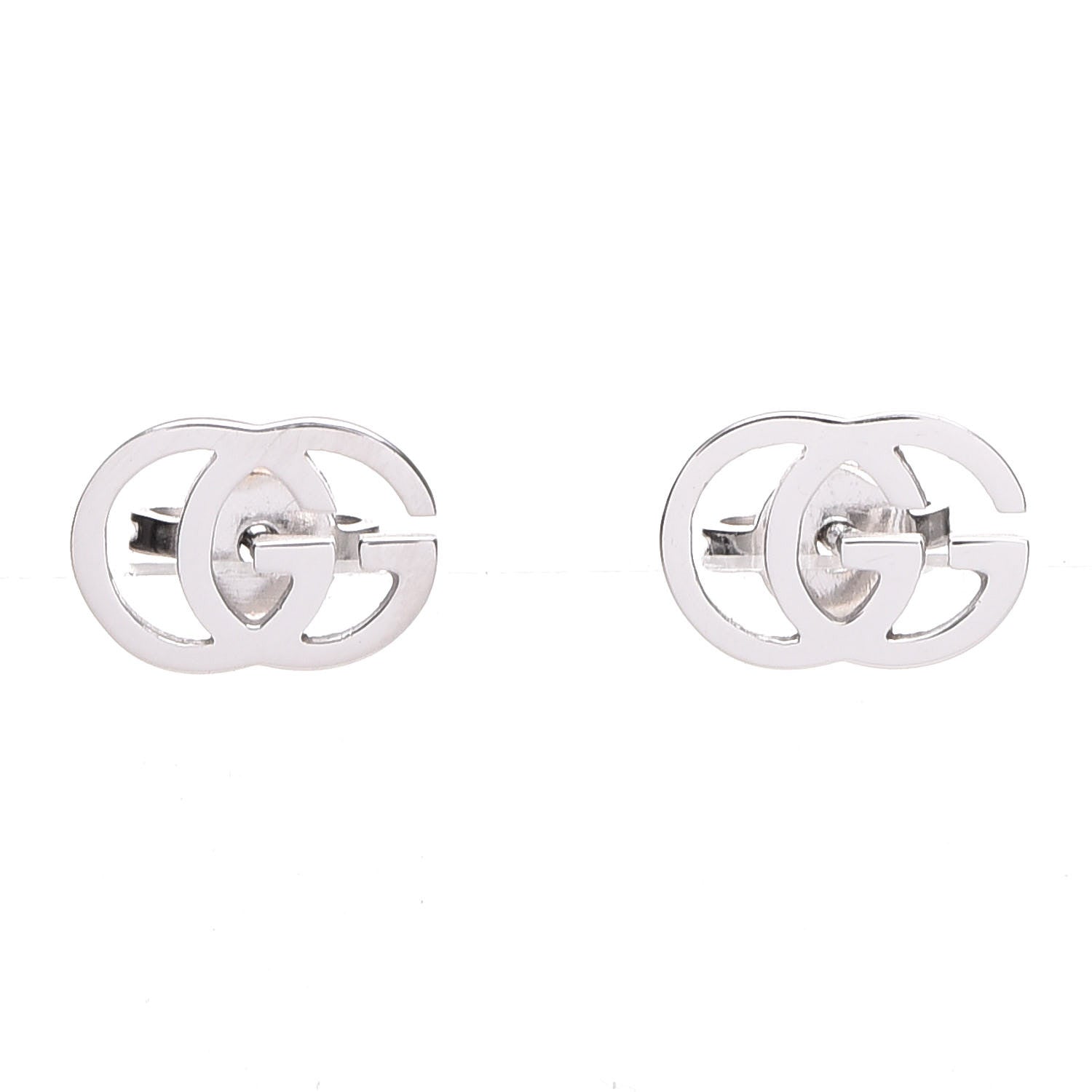 Gucci 18K White Gold GG Tissue Stud Earrings 1 of 4