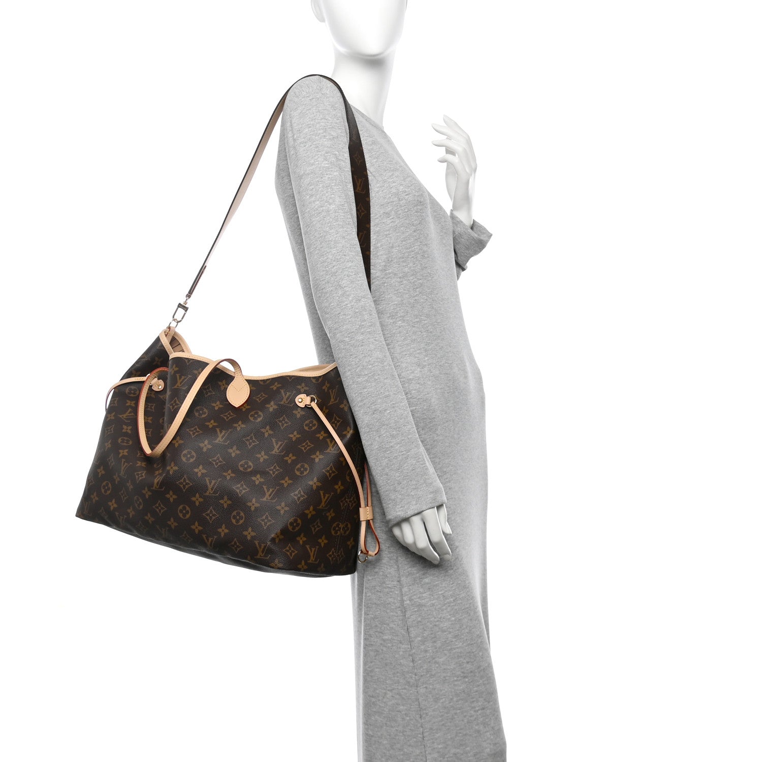 Louis Vuitton Monogram Stamped Inside Out Neverfull Bandouliere GM Beige 2 of 10