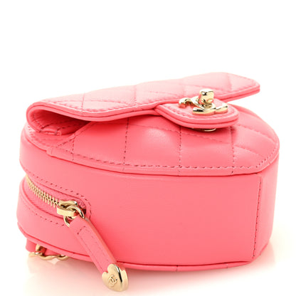 Chanel Lambskin Quilted CC In Love Heart Waist Belt Bag With Chain Pink 4 of 11
