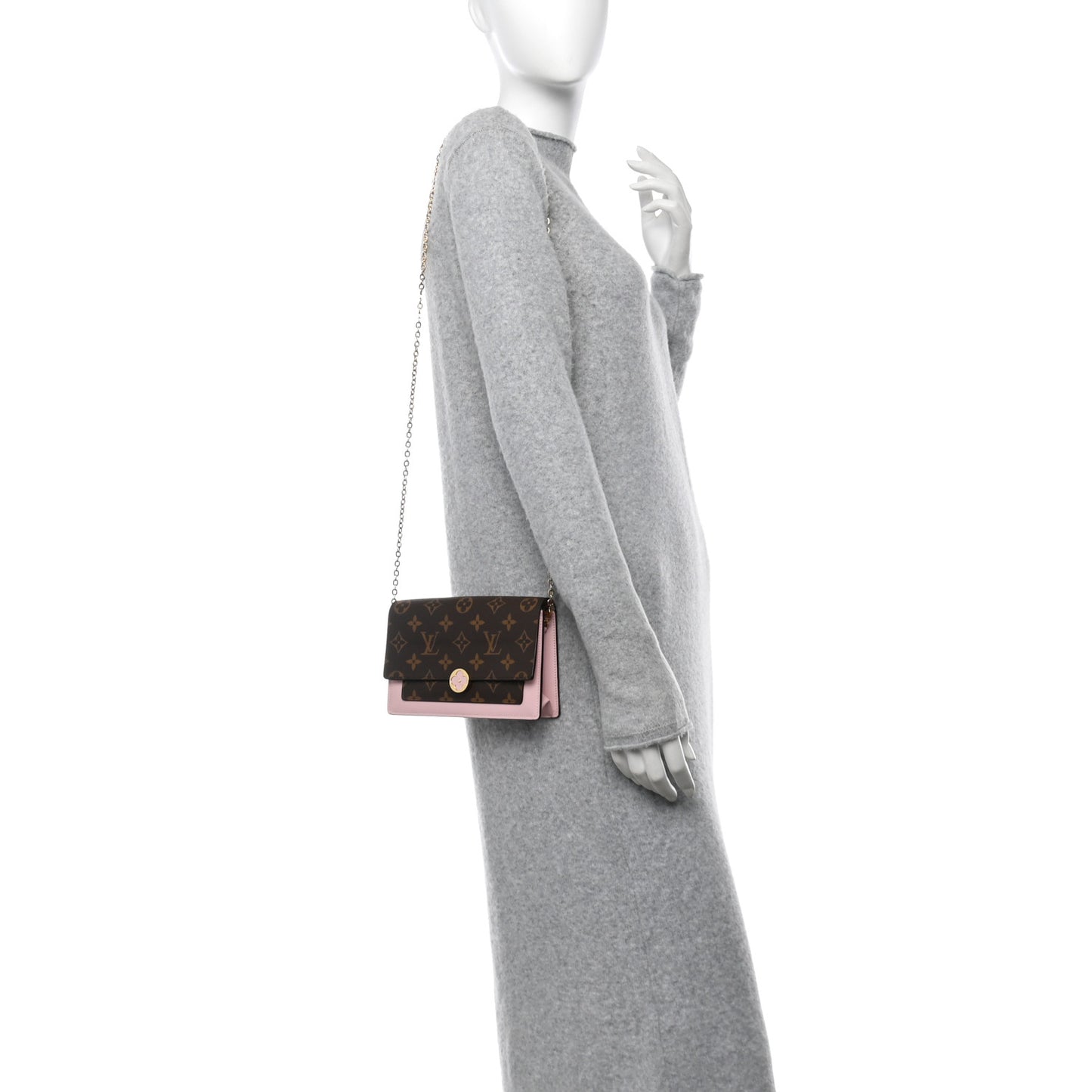 Monogram Flore Chain Wallet Rose Ballerine