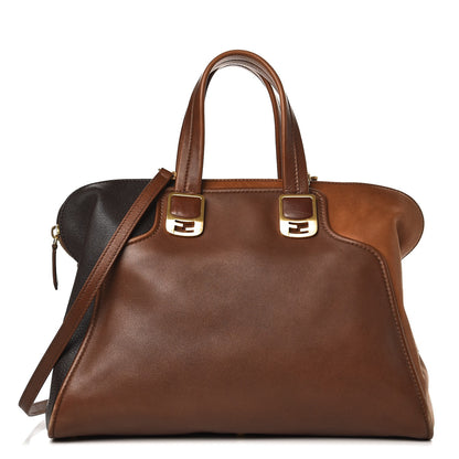 Fendi Capra Vitello Saddle Colorblock Large Chameleon Tote Moro Biscotto 1 of 15