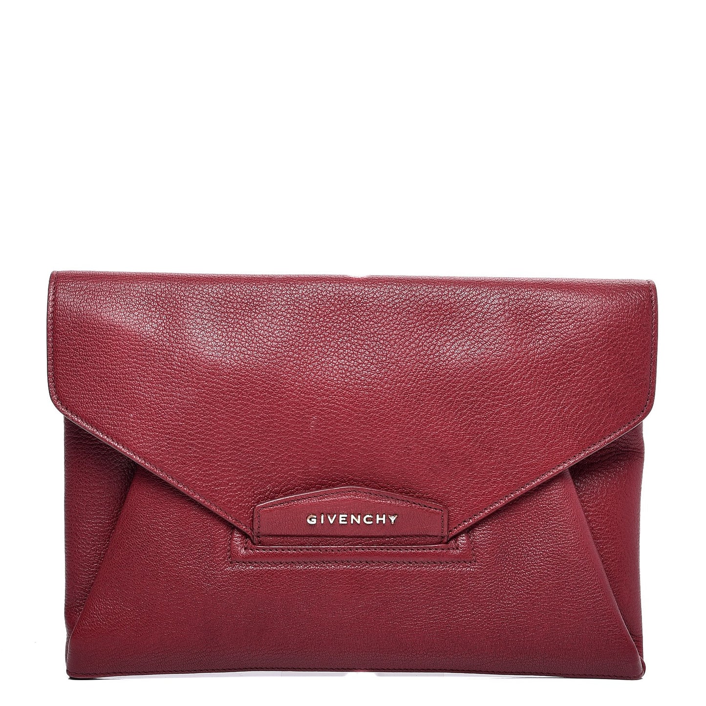 Sugar Goatskin Medium Antigona Envelope Clutch Burgundy