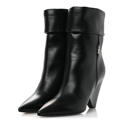 Saint Laurent Lambskin Liz 85 Wedge Booties 37.5 Black 4 of 11