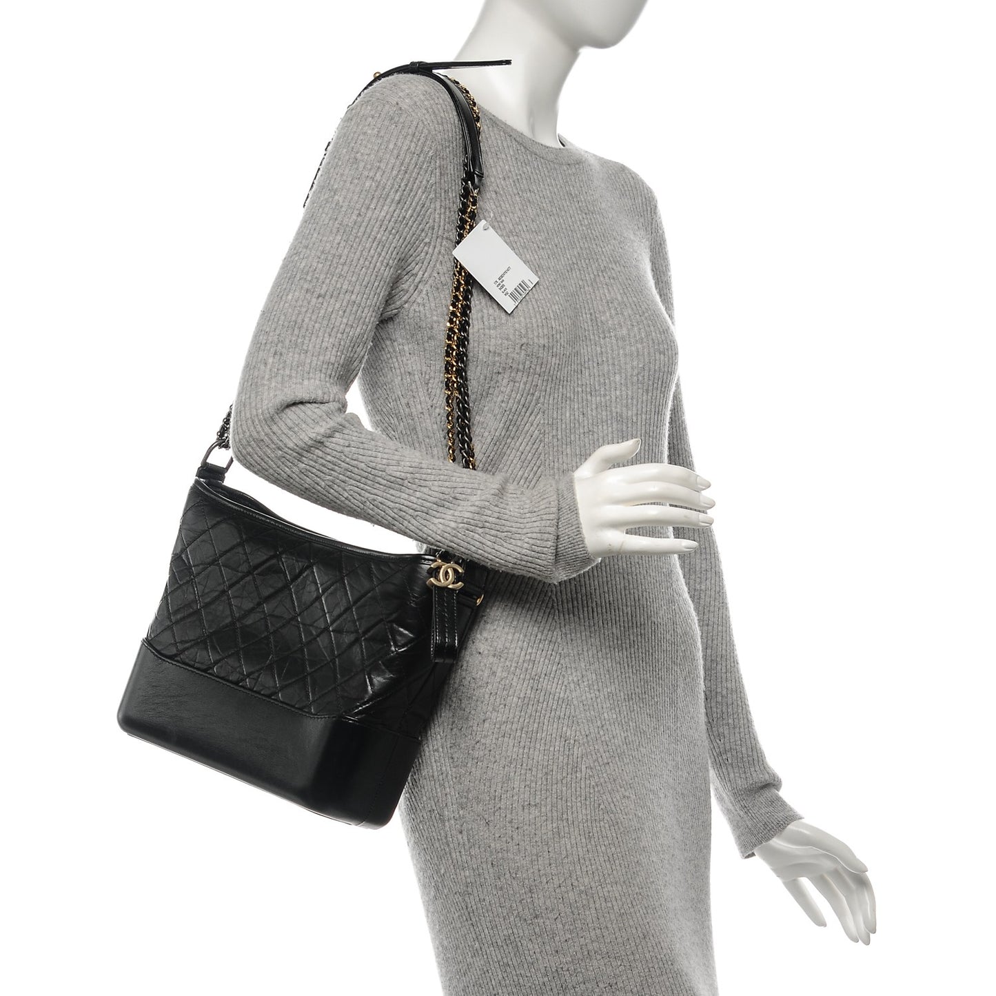 Aged Calfskin Quilted Medium Gabrielle Hobo Black