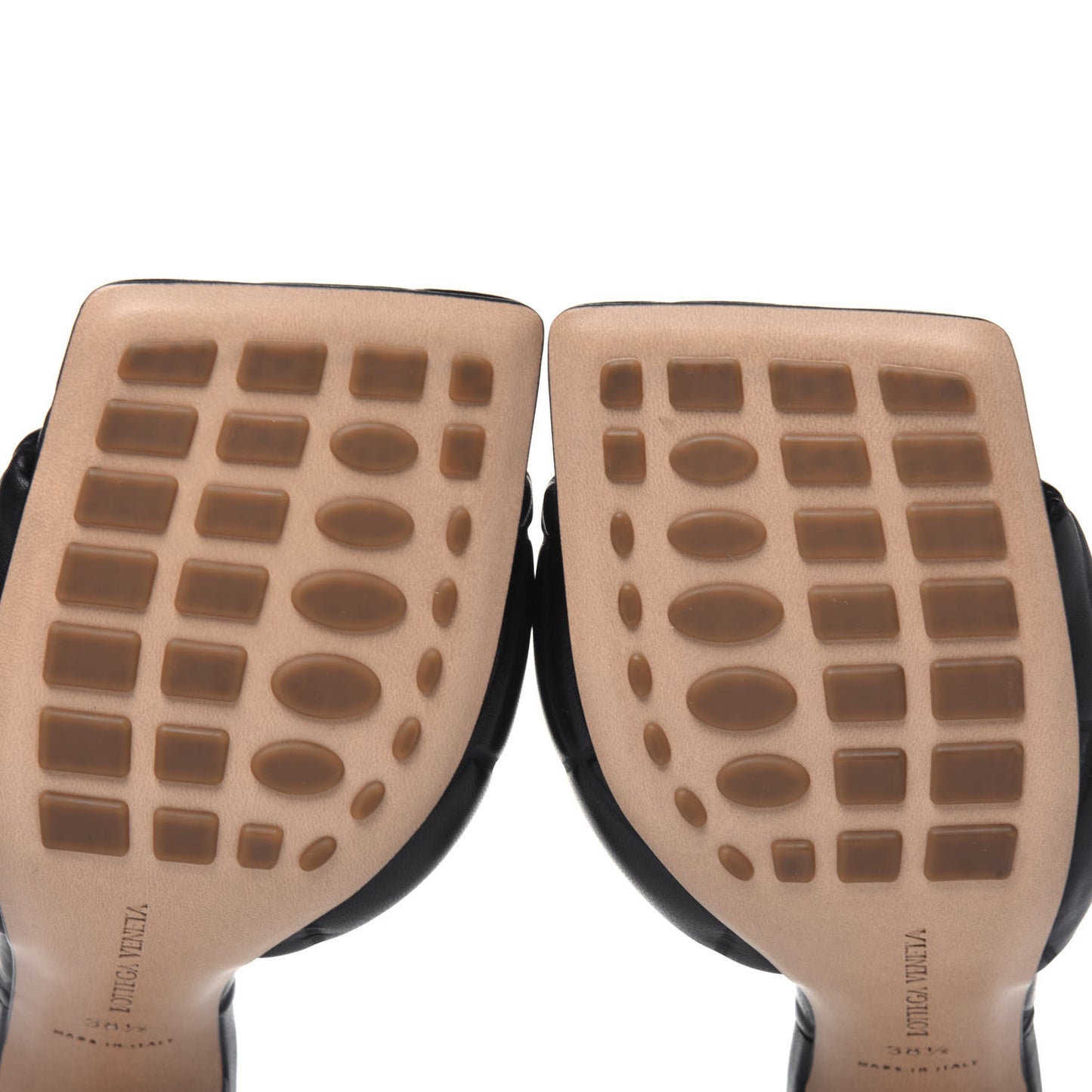 Nappa Quilted Rubber Lido Mule Sandals 38.5 Black