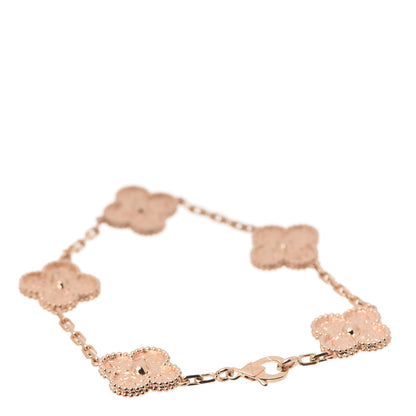 Van Cleef & Arpels 18K Rose Gold 5 Motifs Vintage Alhambra Bracelet 3 of 5