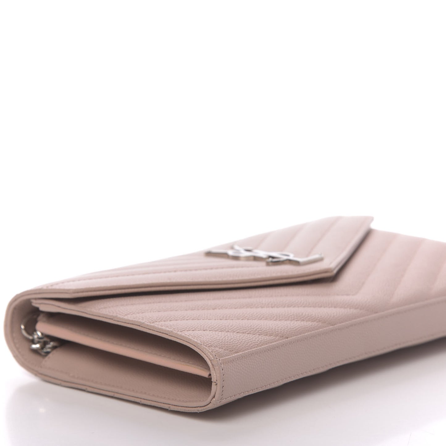Grain De Poudre Matelasse Chevron Monogram Chain Wallet Pale Pink