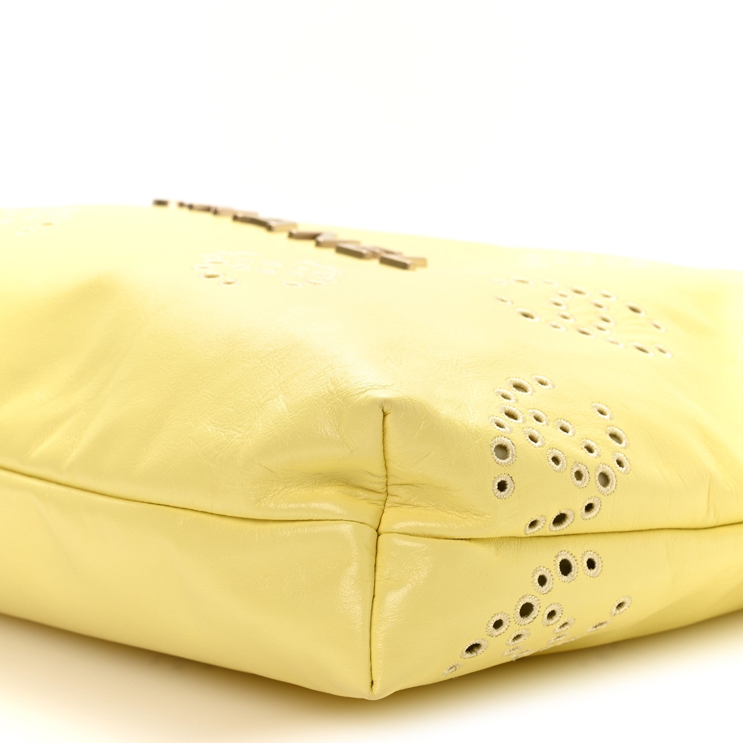 Chanel Shiny Calfskin Eyelet CC Small Chanel 22 Light Yellow 11 of 11