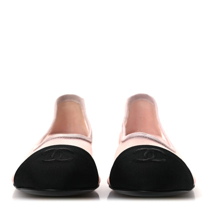 Chanel Mesh Grosgrain CC Ballerina Flats 36 Pink Black 3 of 11
