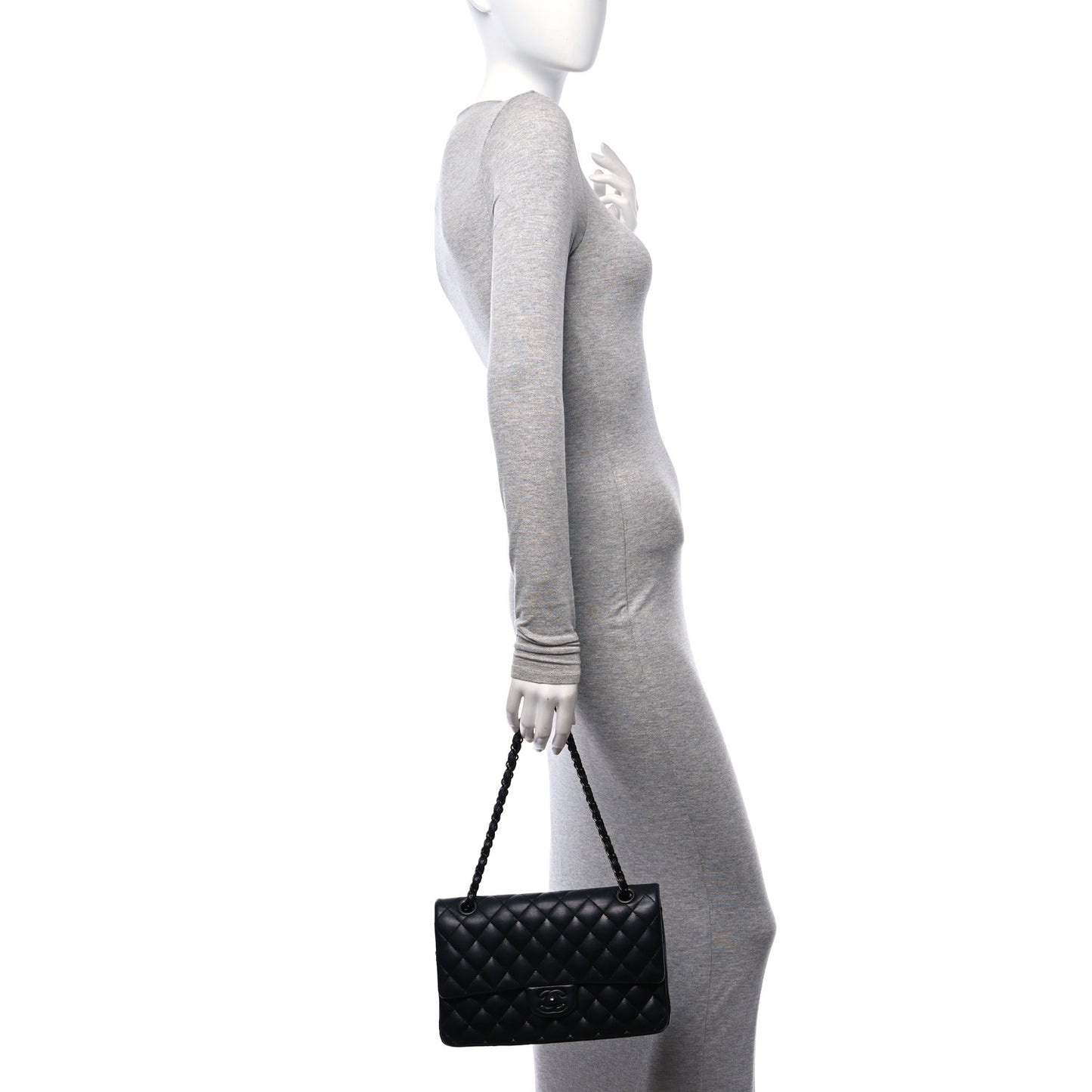 Lambskin Quilted Medium Double Flap So Black