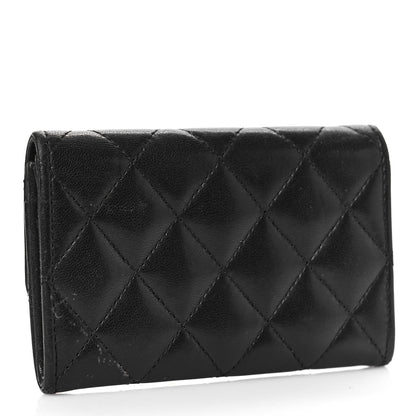 Chanel Lambskin Quilted Flap Card Holder Wallet Black 3 of 11