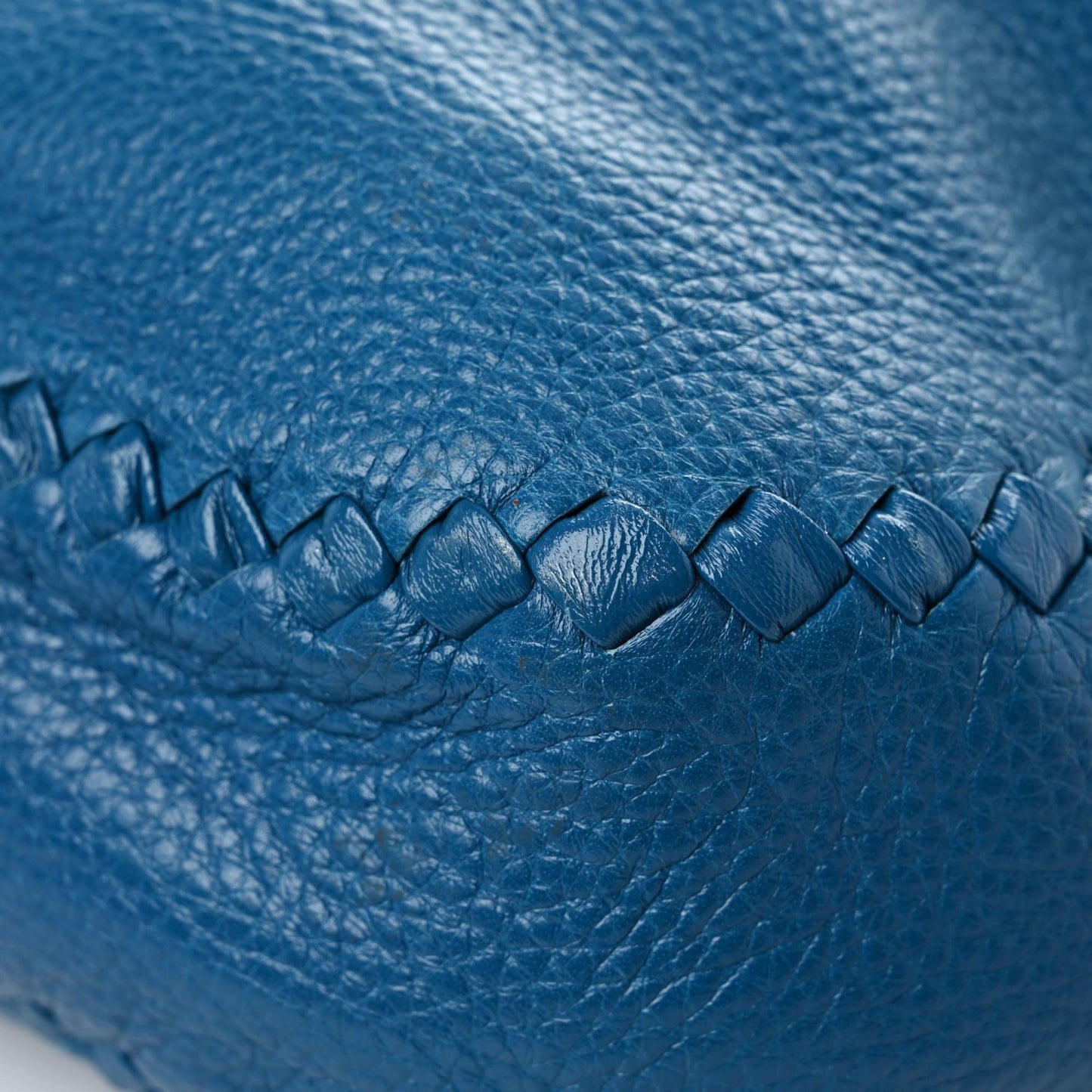Washed Cervo Deerskin Large Hobo Blue