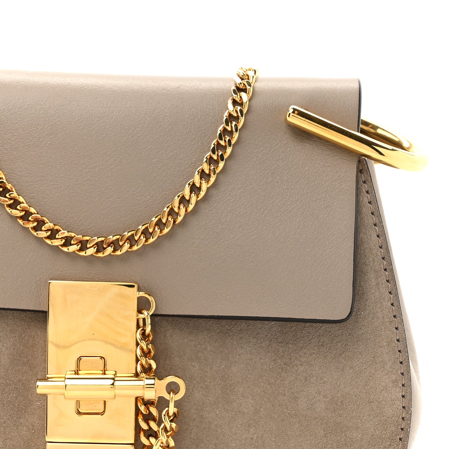 Suede Smooth Calfskin Mini Drew Shoulder Bag Motty Grey