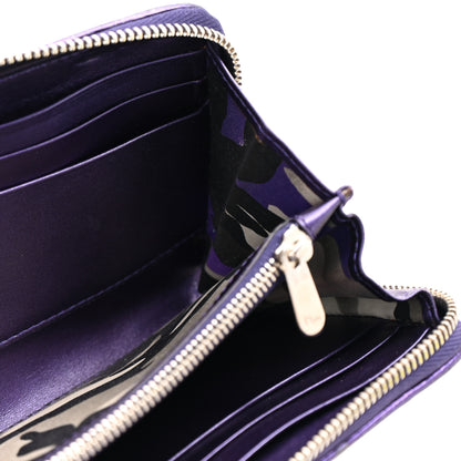 Christian Dior Metallic Lambskin Cannage Anselm Reyle Lady Dior Zip Wallet Purple Orange 8 of 10